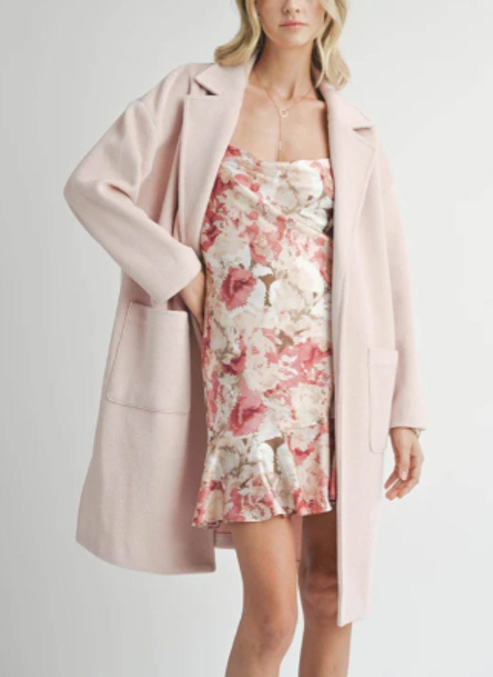 Sadie & Sage Hayley Pink Open Duster Coat Jacket Size M NWT